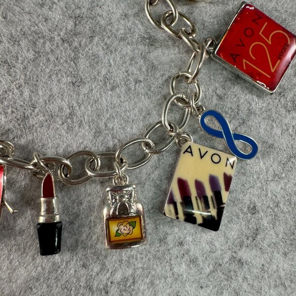 Avon Silver Charm Bracelet With Makeup & Perfume Charms 125th anniversary 2011 - Picture 3 of 4